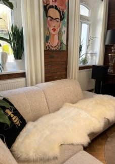 Lammfell Läufer 2 Felle zusammengenäht Weiß Größe: 180-190