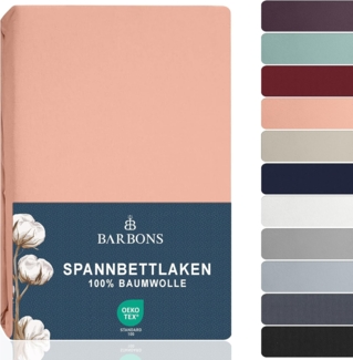 BARBONS Spannbettlaken 200x200 cm - 35 cm Tiefe Tasche 100% Baumwolle Spannbetttuch Oeko-TEX Zertifiziert Bettlaken Jersey Bettware Bettbezug für Boxspringbett Dicke Matratzen - Rosa 200x200
