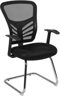 Flash Furniture Black Mesh Side Reception Chair with Chrome Sled Base 24"L x 23.25"W x 38.5"H