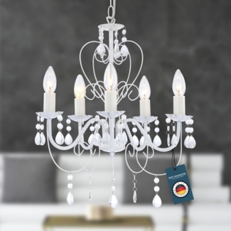 Kronleuchter Kristall Wohnzimmer Hängelampe Luster Weiß Kristalle Luxus