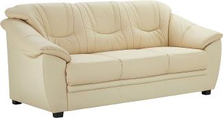 Cavadore 3-Sitzer Savana / 3er Ledersofa mit Federkern im klassischen Design / 198 x 90 x 90 / Echtleder Weiß