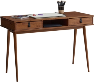 IDIMEX Schreibtisch KIM, moderner Bürotisch mit 2 Schubladen und Ablage aus Massivholz katanie