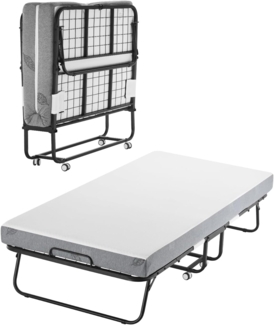 VEVOR Rollbett Klappbett mit 12,7 cm Matratze, faltbares Einzelbett mit Memory Foam-Matratze (190x98 cm), 204,1 kg belastbares Gästebett für Erwachsene Gäste, Metallbett für Schlafzimmer