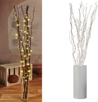 Mojawo Lichterzweige mit 80 LEDs, Kunststoff silber, 120 cm