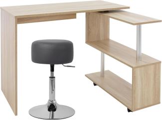 Schreibtisch mit Sitzhocker 150x88x75 cm Sonoma-Eiche aus MDF ML-Design