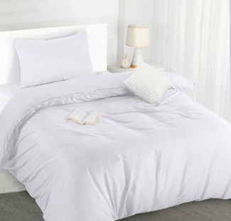 Utopia Bedding Bettwäsche 135x200 Set - Mikrofaser Bettbezug 135x200 cm + 1 Kissenbezug 50x75 cm - Weiß