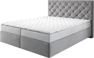 Boxspringbett Dream-Great Mikrofaser Grau 160x200 cm mit Matratze und Topper