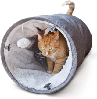 Canadian Cat Company Tiertunnel Katzentunnel mit Kuschelfell, variable Form, integriertes Katzenspielzeug