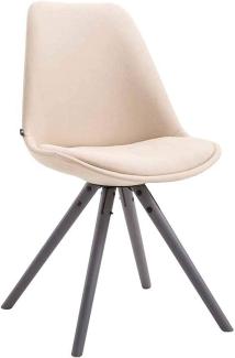 CLP Besucherstuhl Toulouse Stoff Rund mit Sitzpolster und runden Holzbeinen,creme grau