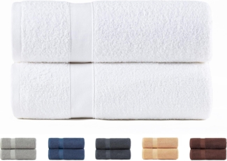 Todocama 2 große Badetücher, 100% Baumwolle, 550 g/m², extra weich, sehr saugfähig und schnell trocknend, Maße 100x150 cm, Weiß