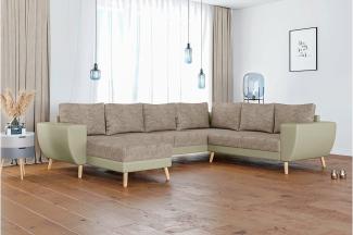 Stylefy Apollo Wohnlandschaft Strukturstoff BERLIN Kunstleder MADRYT Hellbraun Beige Links