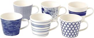 Royal Doulton Set aus 6 Bechern, Porzellan, Blau, 11,8 x 9,1 x 7,6 cm