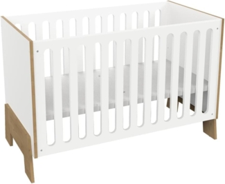 Vente-unique - Babybett 60 x 120 cm - MDF - Weiß & Holzfarben - BERUVO