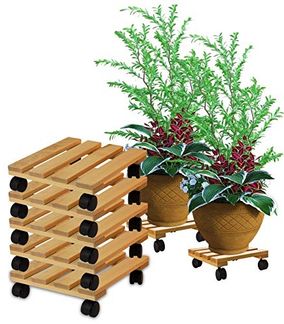 BigDean Blumentopfuntersetzer Pflanzenroller rund Buchenholz Holz 30cm 120Kg Rolluntersetzer, 1-tlg.