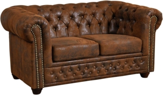 Massivmoebel24 Sofa, Sofa 148x86x72 braun CHESTERFIELD
