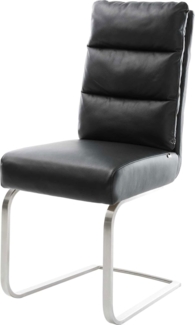 Freischwinger Pela-Flex Echt-Leder Schwarz Freischwinger flach Edelstahl Taschenfederkern