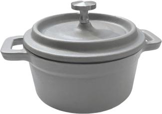 osoltus Mini Cocotte Bratentopf klein - Gusseisen ofenfest 10cm hellgrau