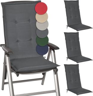 Beautissu 4er Set Hochlehner Auflagen Loft HL 120x50x6cm Graphitgrau