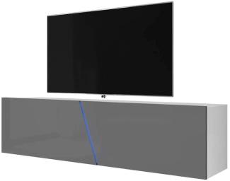 Selsey ALAMARA – TV-Lowboard Hängend mit LED-Beleuchtung 160cm (Weiß Matt/Grau Hochglanz)