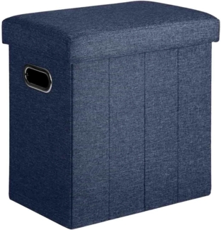 COSYLAND Sitzhocker mit Stauraum - 42 x 27 x 42 cm Hocker mit Stauraum - Kleine Klappbare Sitzbank - Fußbank & Aufbewahrungsbox bis 200 kg - für Wohnzimmer, Dunkelblau
