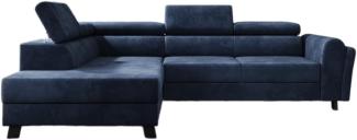 Designer Sofa Kira mit Schlaf- und Klappfunktion Samt Blau Links