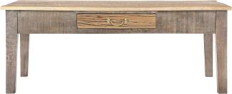 WOMO-DESIGN Couchtisch Wohnzimmertisch Vintage Retro Beistelltisch Design Sofatisch, Natur 117x70x45,5cm Unikat handgefertigt Massiv-Mangoholz