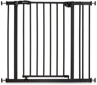 Hauck Close N Stop Treppenschutzgitter, inklusive 9 cm Verlängerung/Türgitter/84-89 cm/ohne Bohren/Kinder/Hunde/ kombinierbar mit Y-Spindel für Geländer/beidseitig schwenkbar/Metall/charcoal (grau)