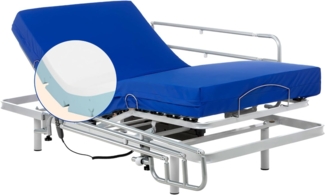Gerialife Gelenk Bett mit viskoelastischer Matratze, wasserdicht (105x190 cm + Geländer), Metall, grau, 105x190 + Barandillas