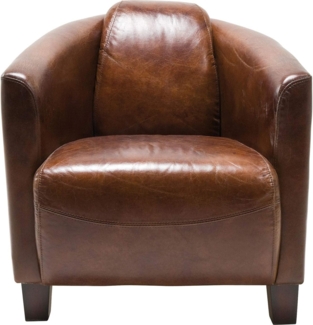 Kare Design Sessel Cigar Lounge, Braunes Echtleder, bequemer TV-/Couch-/Chill Sessel im Retro-Design, Kolonialstil Sessel, Relaxsessel zum Lesen, (H/B/T) 70 x 72 x 83 cm