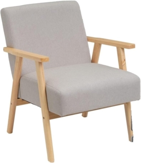 DRW Vintage-Sessel aus Stoff und Holz in Beige und Natur