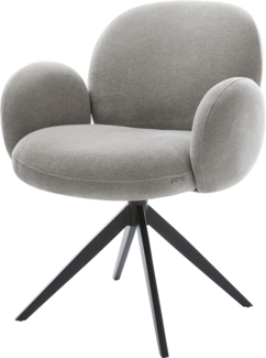 Drehstuhl Nube-Flex mit Armlehnen Strukturstoff Soft Grau Kreuzgestell breit Schwarz 360° drehbar Wippfunktion Taschenfederkern