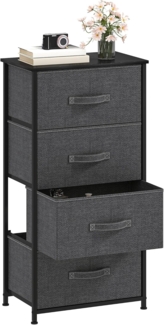 DWVO Kommode mit 4 Schubladen, Schrank aus Stoff mit Griffen, Metallgestell & MDF-Holzplatte, langlebig, für Schlafzimmer & Wohnzimmer,Grau