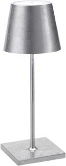 Zafferano Poldina Pro Mini - Dimmbare LED-Tischlampe aus Aluminium, Schutzart IP54, Verwendung im Innen-/Außenbereich, Kontaktladestation, H30cm, EU-Stecker (Blattsilber)