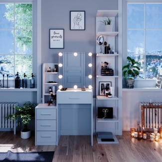 Schminktisch Conrada Weiß 36 cm mit LED Beleuchtung Vicco