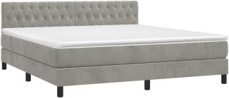 vidaXL Boxspringbett mit Matratze Hellgrau 180x200 cm Samt 3141497