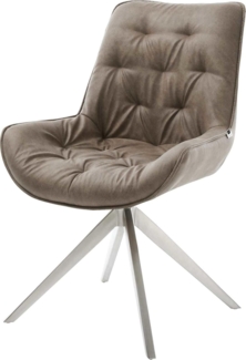 Drehstuhl Taimi-Flex Mikrofaser Taupe Vintage Kreuzgestell breit Edelstahl 360° drehbar Wippfunktion