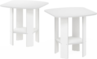 Furinno Simple Design End-/Beistelltisch, Weiß, 2er-Set