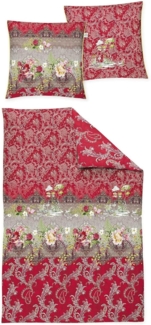 Irisette Glamour Mako-Satin Bettwäsche 155x220 Paisley Rosen Barock rot 8846-60