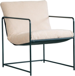 Dmora - Sessel Poplar, Sessel mit Bouclé-Stoff bezogen, gepolsterter Stuhl, Sitz mit Metallarmlehnen, 61x67h75 cm, Beige
