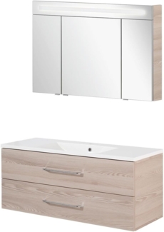 Fackelmann B.CLEVER Badmöbel Set 3-teilig 120 cm, Braun hell