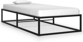 vidaXL Bettgestell Bett Metallbett Schlafzimmerbett Einzelbett Bettrahmen Ehebett Lattenrost Schlafzimmermöbel Schwarz Metall 100x200cm