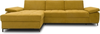 DOMO Collection Curacao Ecksofa, Eckcouch mit Federkern, Sofa mit Armlehnfunktion in L-Form, senf, 160x297 cm