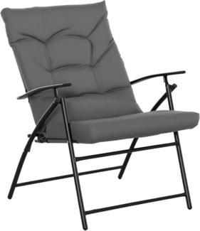 Outsunny Campingstuhl faltbarer Gartenstuhl mit Metallrahmen (Klappsessel für Pool, Strand, 1 St), Metall, Polyester, Grau
