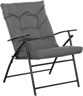 Outsunny Campingstuhl faltbarer Gartenstuhl mit Metallrahmen (Klappsessel für Pool, Strand, 1 St), Metall, Polyester, Grau
