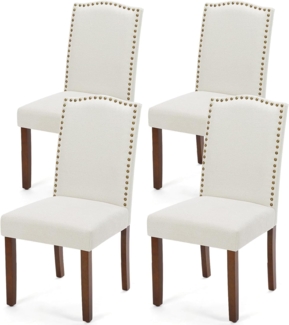 DUMOS Esszimmerstühle 4er Set, Elegant und Schön Modern Stühle Esszimmer, Pu-Leder Gepolstert küchenstühle, Esszimmerstuhl Geeignet für Küche, Wohnzimmer, Schlafzimmer (Beige)