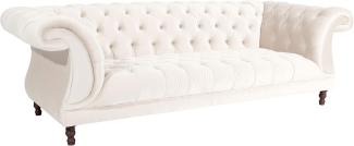 Ivette Sofa 3-Sitzer Samtvelours Creme Buche Nussbaumfarben