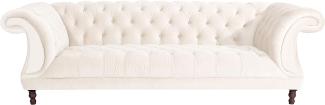 Ivette Sofa 3-Sitzer Samtvelours Creme Buche Nussbaumfarben