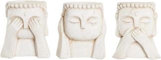 Blumentopf DKD Home Decor 26 x 22 x 28,5 cm Buddha Weiß Orientalisch Magnesium (3 Stücke)