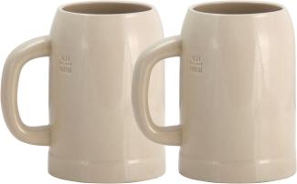 2er Set Grenzauer-Bierkrug Humpen 0,5 Liter mit Eichstrich Steinkrug 500ml 50cl