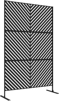Outsunny Paravent Gartensichtschutz mit Ständer, 122 x 198 cm Raumteiler (Trennwand, 1 St, Raumtrenner), für Balkon, Terrasse, Stahl, Schwarz